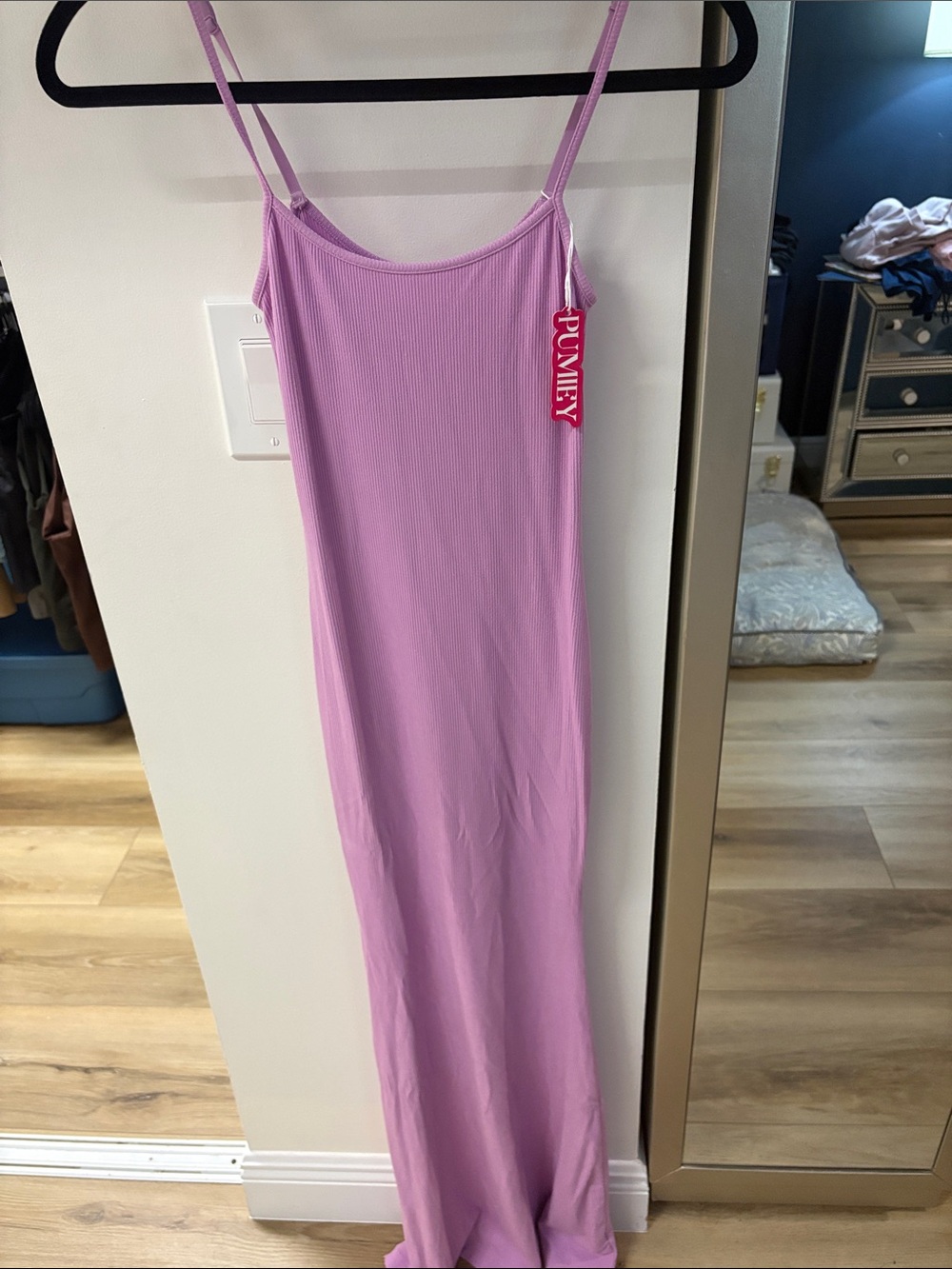 PULMEY Lavender Ribbed Maxi Slip Dress